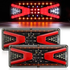 Pair X-Style 12V LED Dynamic Rear Tail Light Stop Brake Indicator Trailer Truck