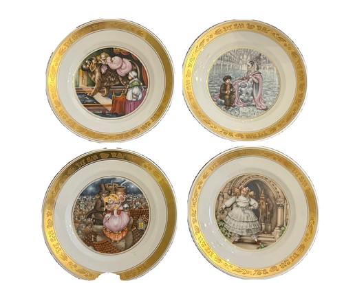 4 Royal Copenhagen 1975 Hans Christian Andersen Fairytale gold Trim Plates FRSHP - Picture 2 of 19