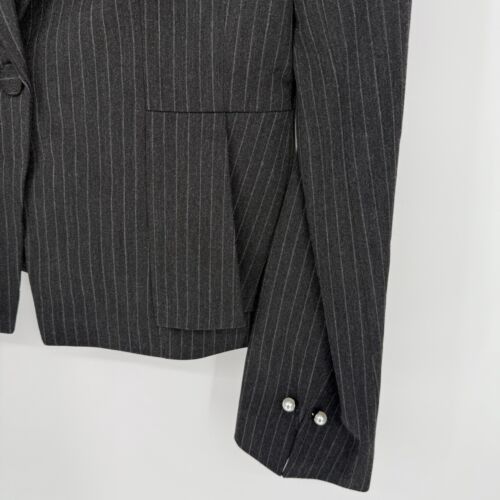 White House Black Market Women's SZ 8 Pinstripe Blazer Jacket Dark Gray NWT - Picture 2 of 5