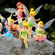 6PC/Set Tinkerbell Fairy Princess Action Miniature Figure Cake Topper Doll Toys