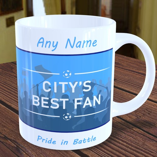 Personalised Manchester City Mug Name Best Fan Football Cup Gift MCFC Supporter - Picture 2 of 3