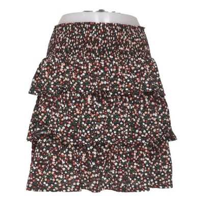 Pieces, Rock, Größe: M, Schwarz/Mehrfarbig, Elasthan/Polyester, Blumen #ItC