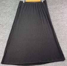 Antthony Black Ribbed Knit A-Line Midi Skirt Women’s Size Large Pockets