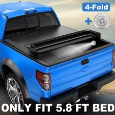 Fits 2007-2024 Chevy Silverado Sierra 1500 5.8FT Bed 4 Fold Soft Tonneau Cover