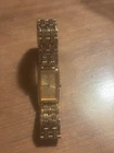 Vintage Seiko 2E20-7021 Women's Gold Tone Rectangular Tank Watch 14mm