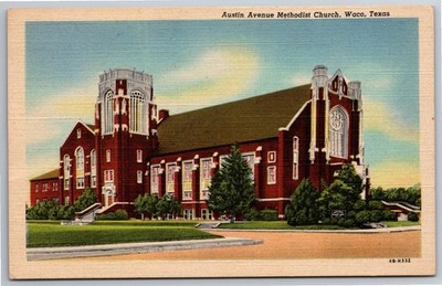 TX, Waco, Austin Avenue Methodist Church, Vintage Postcard