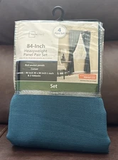 MAINSTAYS 4 PIECE 84 INCH Heavyweight Panel Pair Set  -Turquoise- 40Wx84L