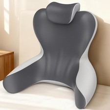 Cuscino da Lettura Grigio e Grigio Scuro per Sedersi a Letto, 22”H Cuscini Poggia Letto con Braccia
