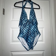 New, Vince Camuto Swim Halter One Piece Swimsuit 442 Peacoat Size 14