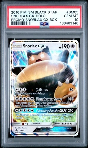 2016 POKEMON SM BLACK STAR PROMO SNORLAX GX BOX #SM05 SNORLAX GX-HOLO PSA 10