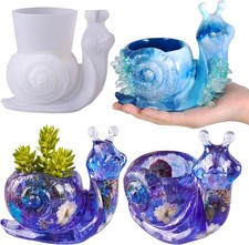 Snail Silicone Molds for Epoxy Resin, 3D Large Flower Pot Vase Resin Molds