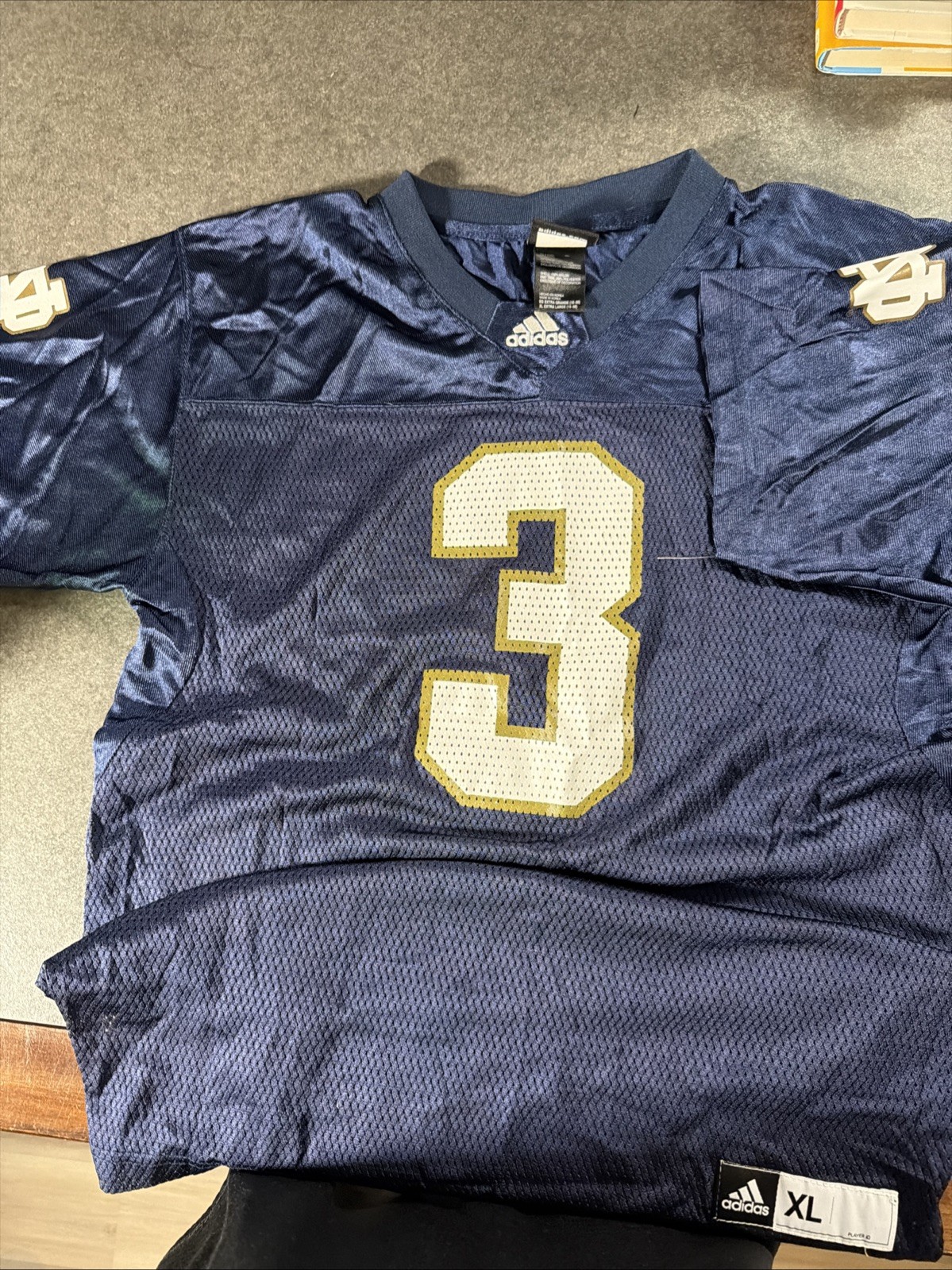 Adidas Notre Dame Fighting Irish Football Jersey #3 Mens XL Blue NCAA College