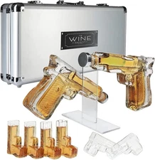 Pistol Whiskey Decanter Set & 6 Glasses - Unique for Home... 