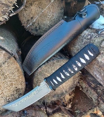 Tokisu Messer MUSASHI DAMASKUS Damastmesser 67 Lagen Tanto mit Lederscheide