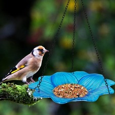 HONGLAND Hanging Bird Feeder - Baths for Outdoors - Glass Birdbaths Blue