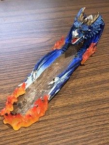 Dragon Incense Burner Holder Fantasy Metallic Blue Resin