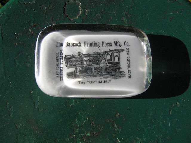 Antique Babcock printing press mfg. Co. glass paperweight 1800's | eBay