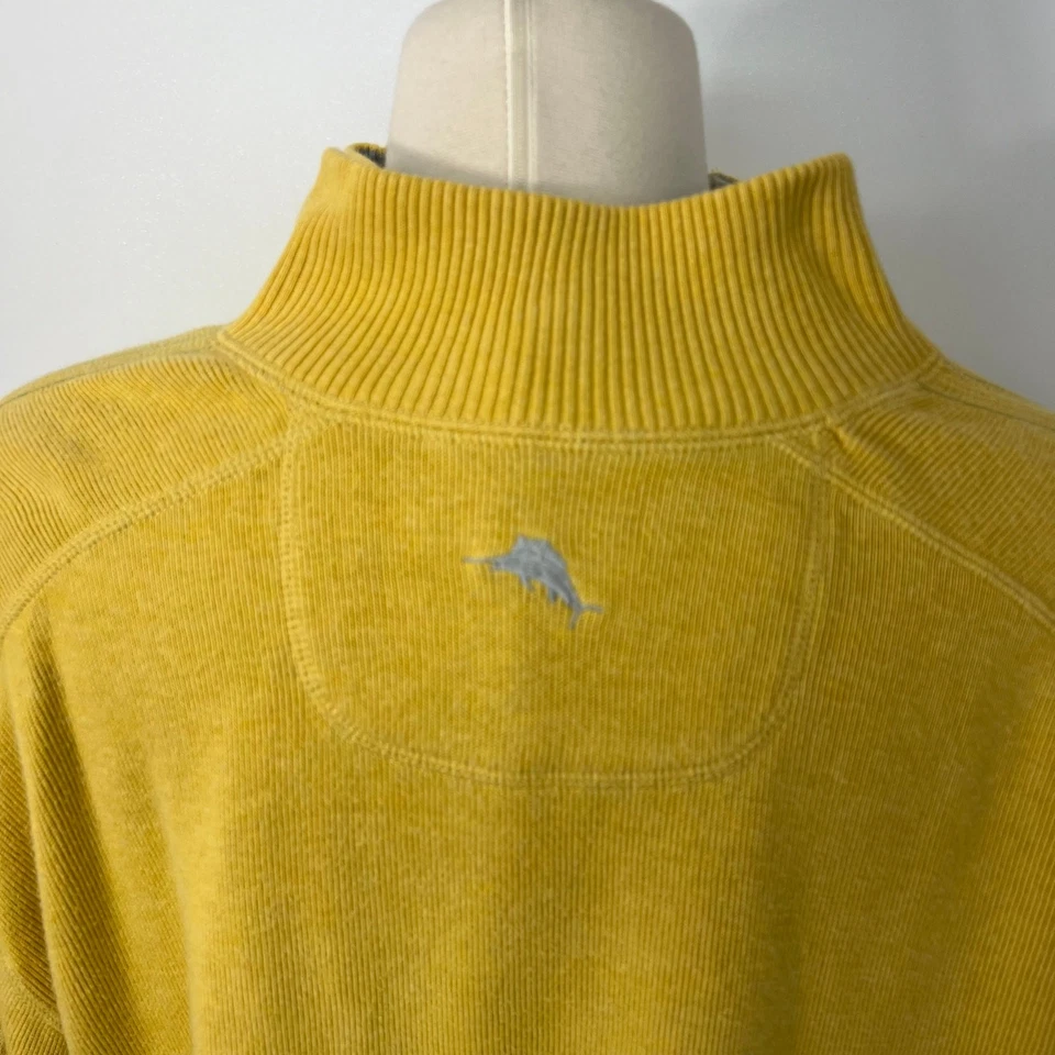 Suéter Pullover Tommy Bahama Cuarto Cremallera Reversible Amarillo Gris Jaspeado Para Hombres M Foto 3 de 4