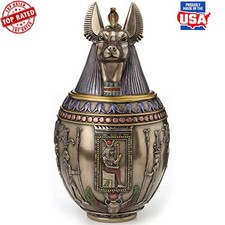 Bronze Jar Rare Egyptian Anubis Dog Memorial Urn Quality Resin Easy Remove New