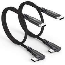 Short USB C Cable Right Angle 1Ft, 2-Pack 90 Degree USBC 60W Cord 3A Fast