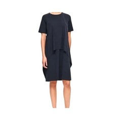 COS Navy Blue Midi Dress Short Sleeve Drop Waist Size S