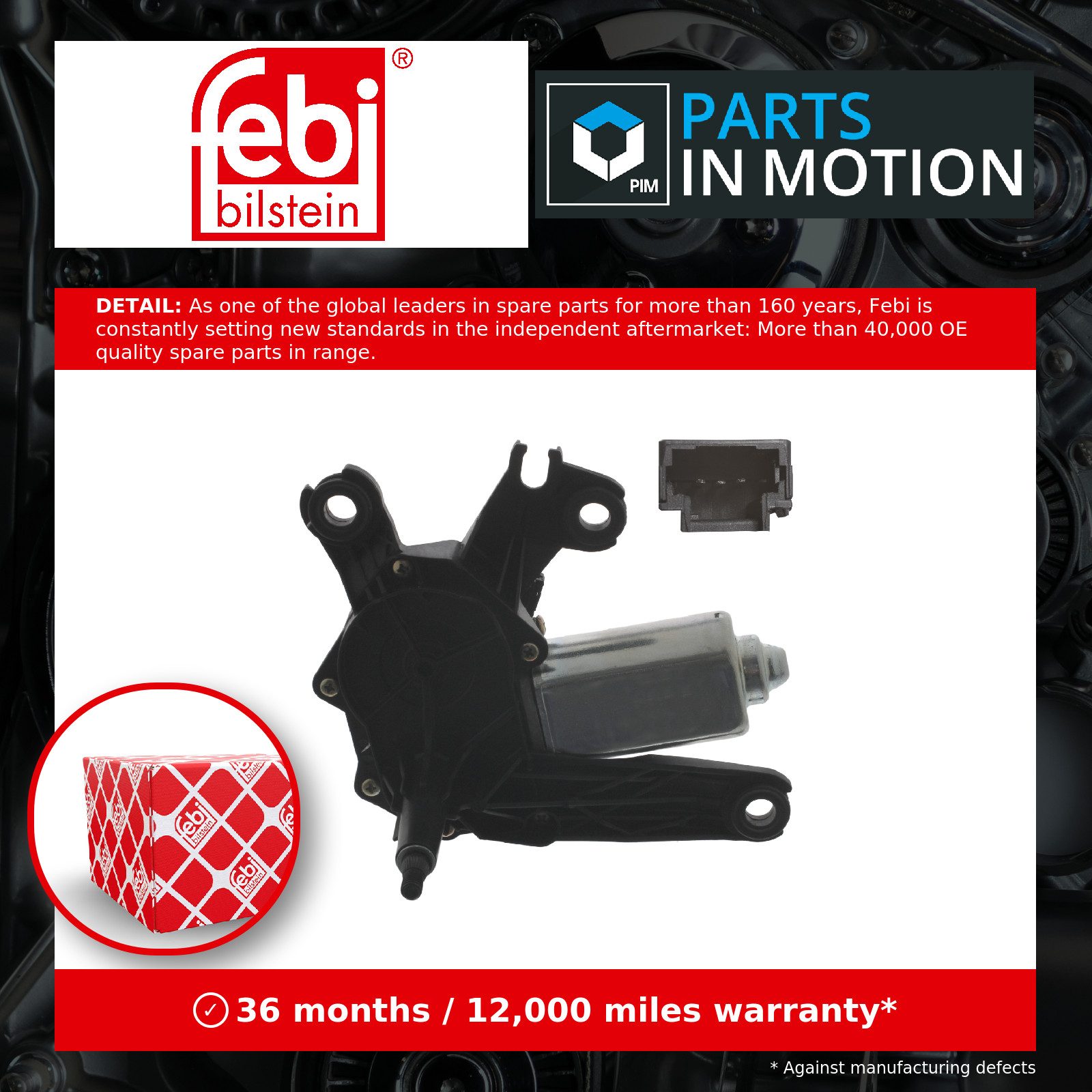 Wiper Motor Rear 40506 Febi 6405G7 9631473680 Genuine Top Quality Guaranteed New