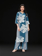Rayon Printed Traditional Two Piece Kurti Set, Cultural Wear for Women
