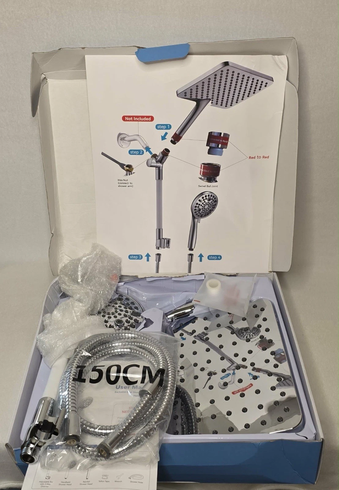 MakeFit DSS1580 Dual Filtered Rain Shower Head With Handheld Combo 10” OPEN BOX