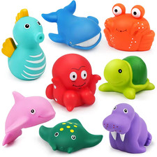 LotFancy Bath Toy, 8PCS Mold Free Bath Toys for Kids Ages,No Holes Baby Bath Toy