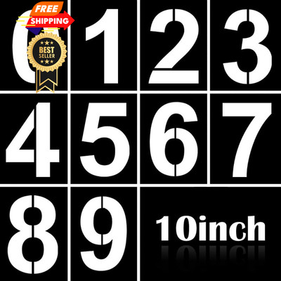 Large Number Stencil Kit - 10 Inch Reusable Plastic Address 10 