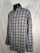 Peter Millar Flannel Shirt Grey Blue Long Sleeve Men's Medium