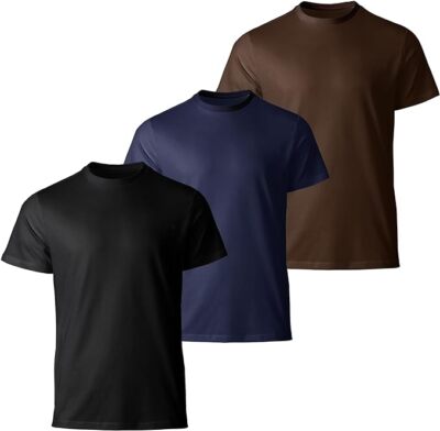 Cicay 3er Pack Herren T-Shirts Baumwolle Uni Kurzarm Rundhals Multipack T