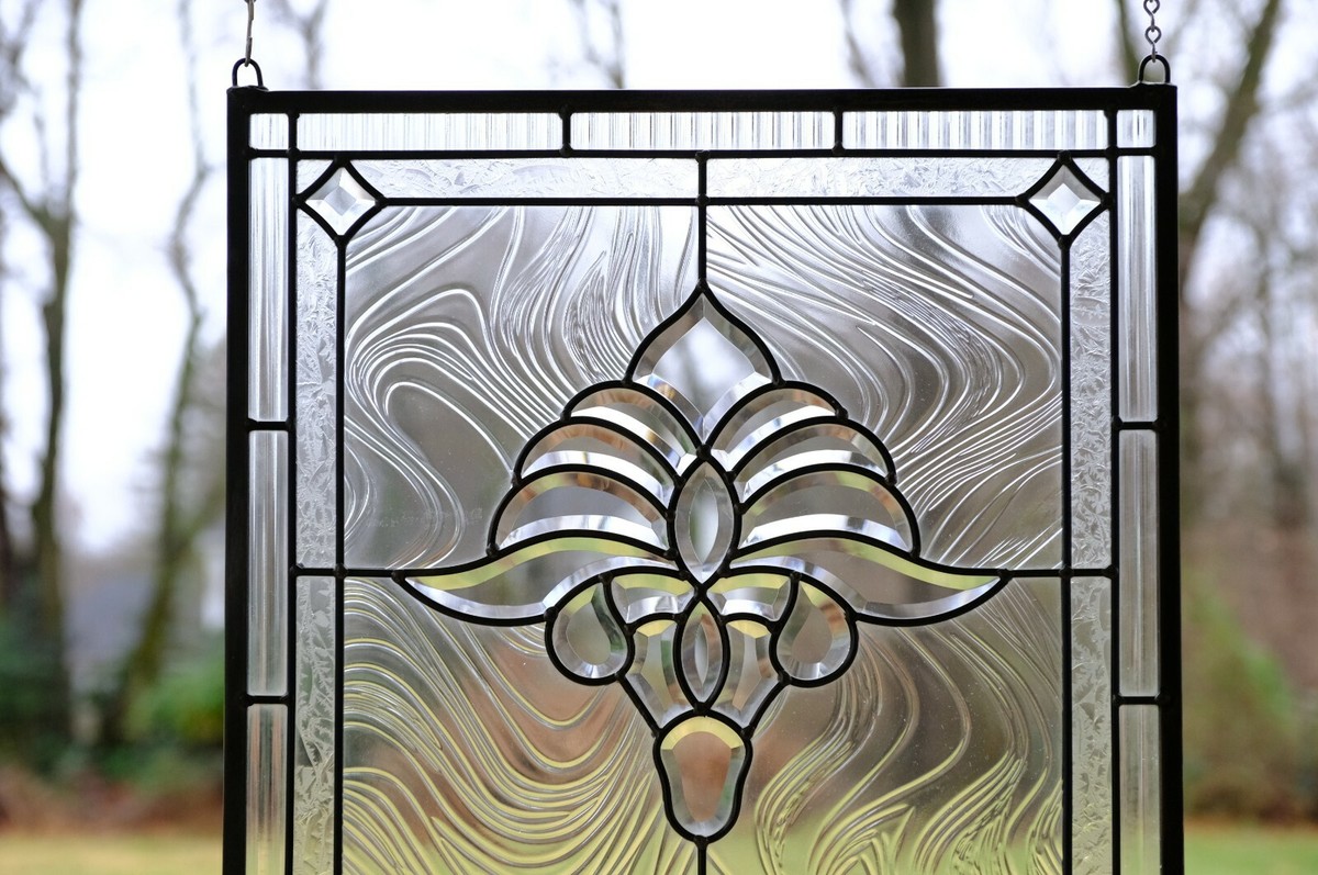 Handcrafted stained glass panel Clear Beveled window panel
