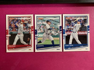   2020 Donruss Nickname Variation's Bam Bam #193, Gigante #159 & Cody Love #84