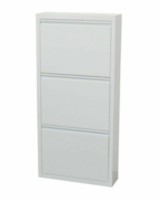 Metall-Schuhschrank weiß 3 Klappen Schuhkipper Schuhregal modern design NEU