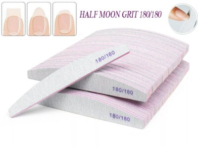 15x Nagelfeilen 180/180 Körnung Halbmond Emery Board Bufferfeile Diamond Curve Set