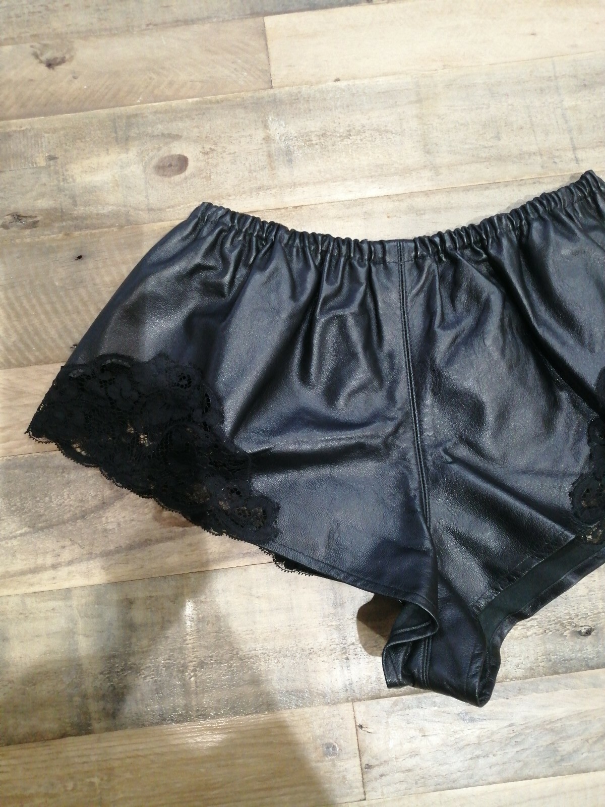 JEAN PAUL GAULTIER LEATHER AND LACE SHORTS SZ S image 3