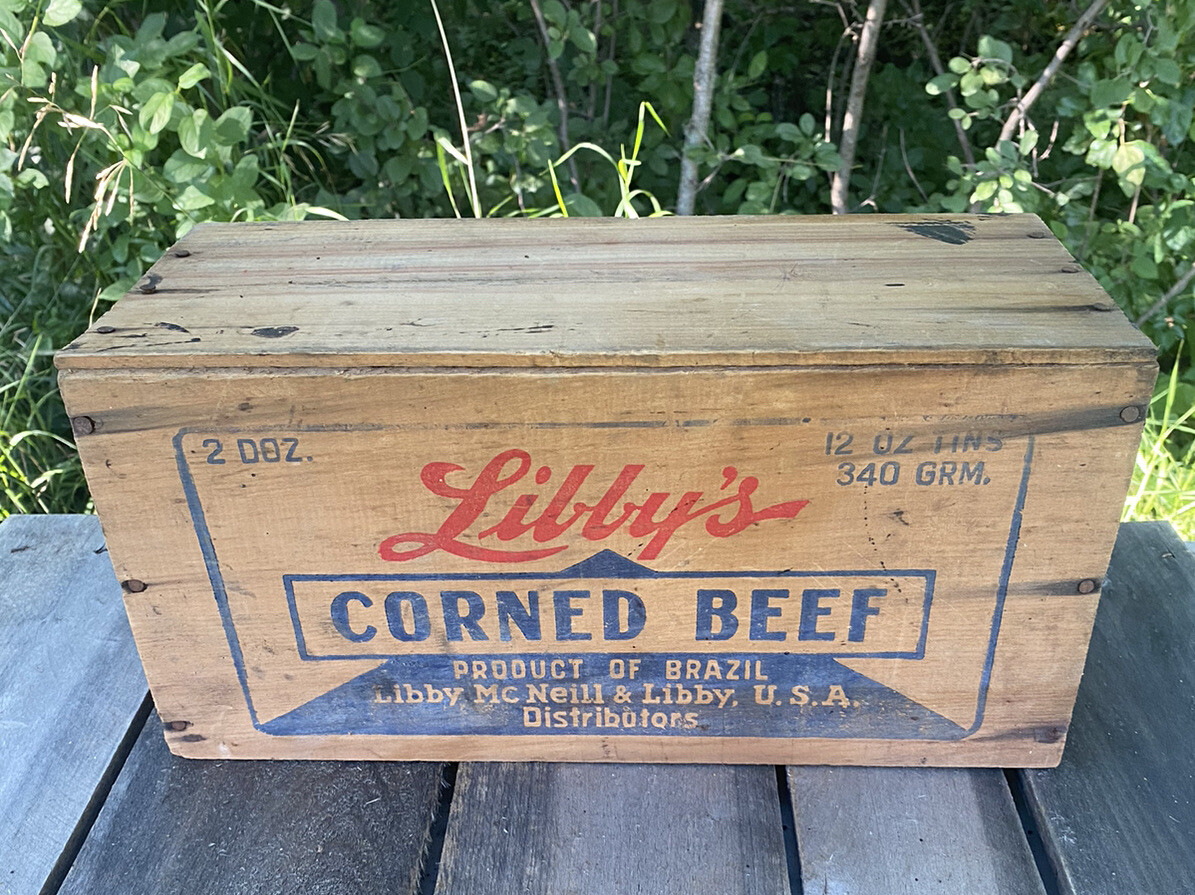 Vintage Libby’s Corned Beef Wooden Crate Advertising Wood Box Brazil