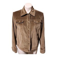 St. John Sport by Marie Gray Brown Microsuede Cropped VTG Y2K Jacket Size Small