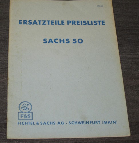 Ersatzteilliste Preisliste Sachs 50 Nr. 310.65 Gehäuse Zylinder Kurbelwelle