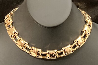Monet Choker Necklace Vintage Chunky Gold Tone Venetian Link Chain Adjustable