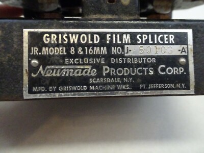 Vintage Griswold Film Splicer Jr. Modèle 8 mm et 16 mm - Neumade Products Corp. - France