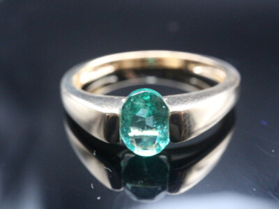 GOLDJUNGE69 * HARRY IVENS IV ZIERLICHER RING (18) SAMBIA SMARAGD 0,45ct 375er GG