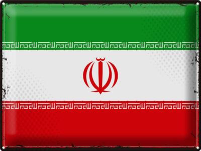 Blechschild Flagge Iran 40x30 cm Retro Flag of iran Deko Schild tin sign