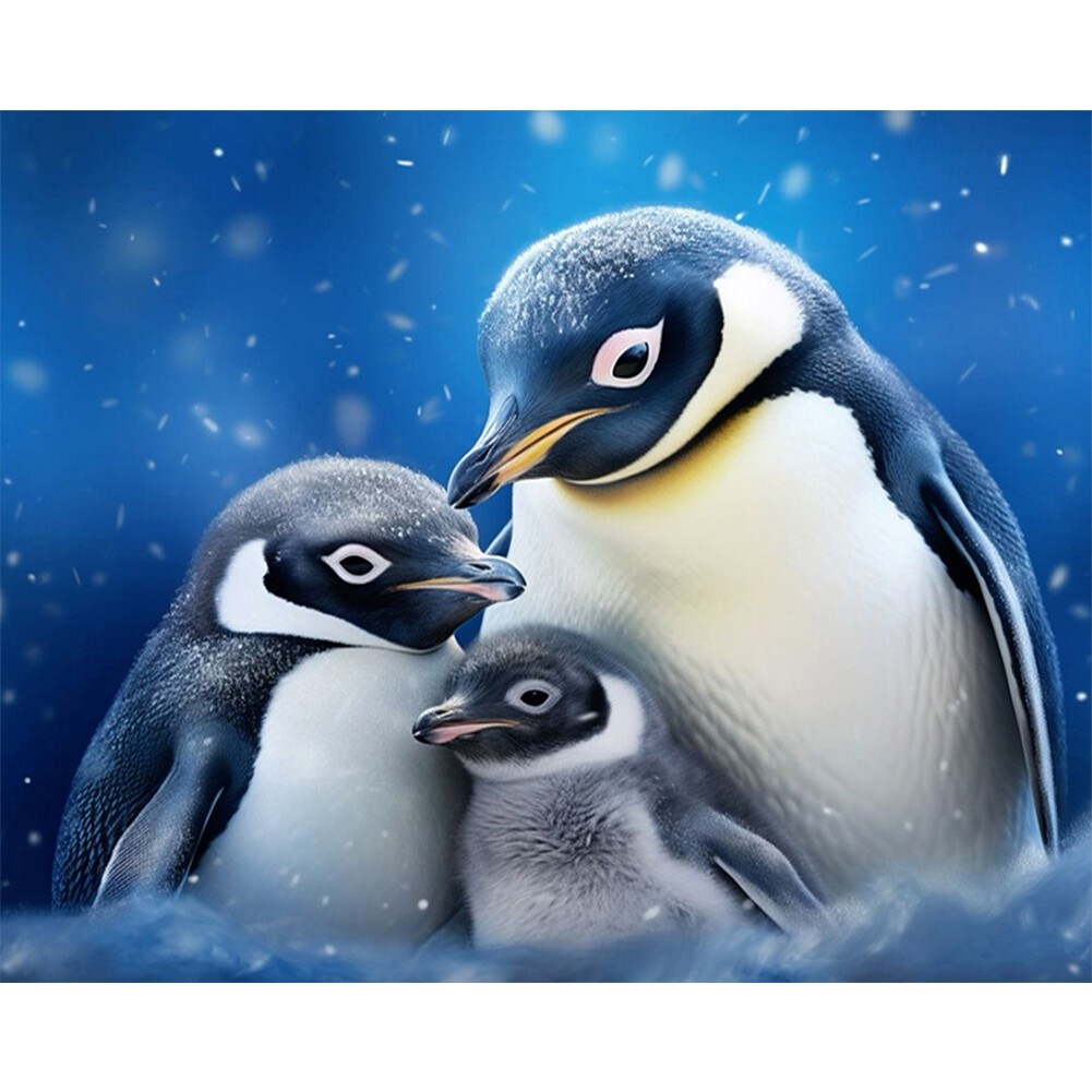 5D DIY Full Round Drill Diamond Painting Penguin Family Kit Home Decor
