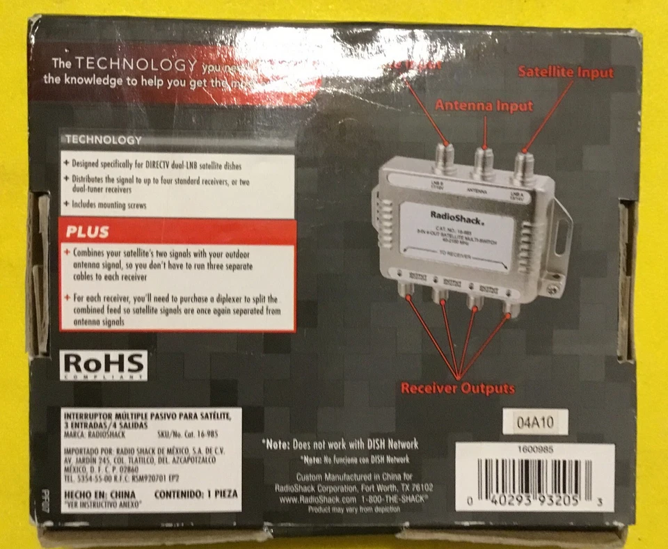 RadioShack Satellite Passive Multi-Switch 3-In/4-Out Dual-LNB #16-2571 (R9)——-10 - Image 2 of 2