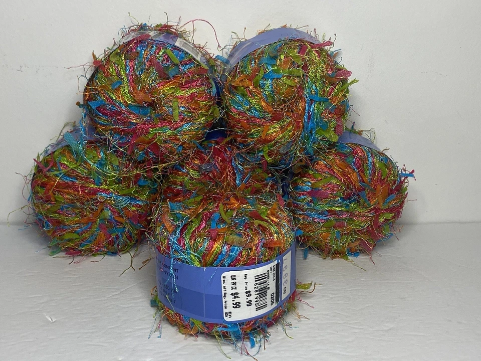 SIX Skeins Rainbow Shangri-La NEON 100% Nylon Eyelash Fiber 300g Knitting Italy - Image 2 of 4