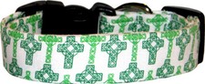 White Celtic Cross St. Patrick's Day Handmade Dog Collar