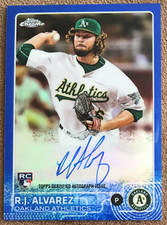 R.J. Alvarez 2015 Topps Chrome Rookie Autograph Blue Refractor #AR-RAZ /150 RC