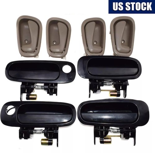 SET OF 8 PCS Outside Inside Door Handle BLACK/BEIGE For 98-02 TOYOTA COROLLA